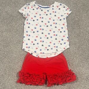 4th of July star tshirt and ruffle red shorts / 2T-3T shorts and 4T‎ shirt